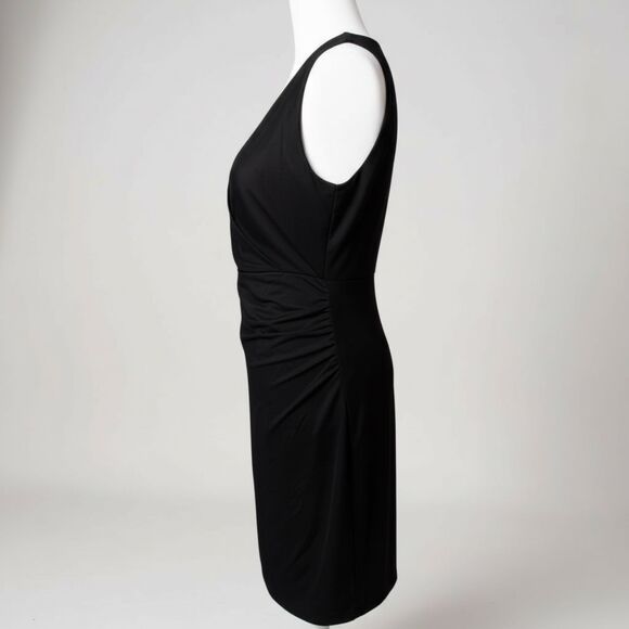Elegant Boston Proper Cross-Front Dress in Jet Black, Size Small - Picture 2 of 4
